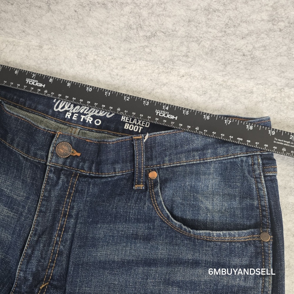 Wrangler Retro Relaxed Bootcut Jeans Mens 38x32 Fits 38x29.5 Dark Wash 10WRTJHJH - Picture 9 of 14